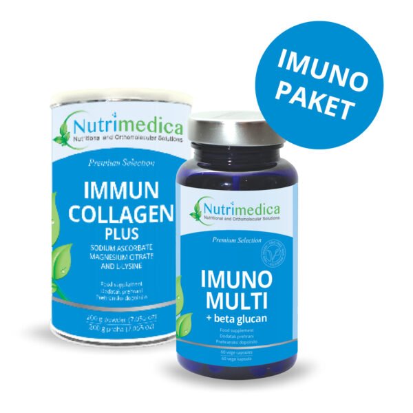 Paket 5 - Immun Colagen Plus u prahu 200 g i Imuno Multi + beta glucan 60 vcaps
