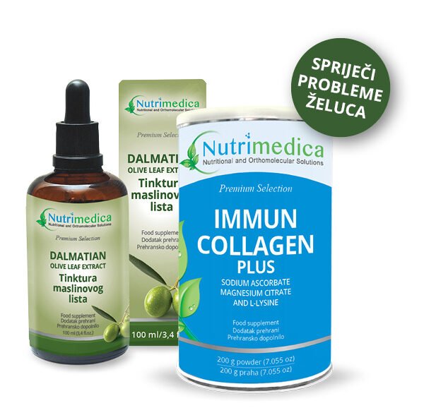 Paket 4 - tinktura maslinovog lista 100 ml i Immun Colagen Plus u prahu 200 g.